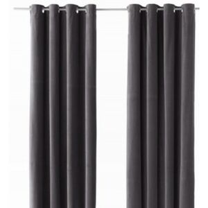 Elegant Gray Velvet IKEA Curtains set 4